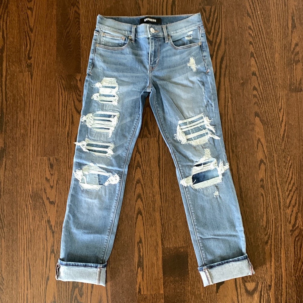 Express Distressed Cropped Skinny Jean